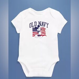 🇺🇸 Disney x Old Navy Mickey Mouse Bodysuit – 0-3M Red, White & Cute!
